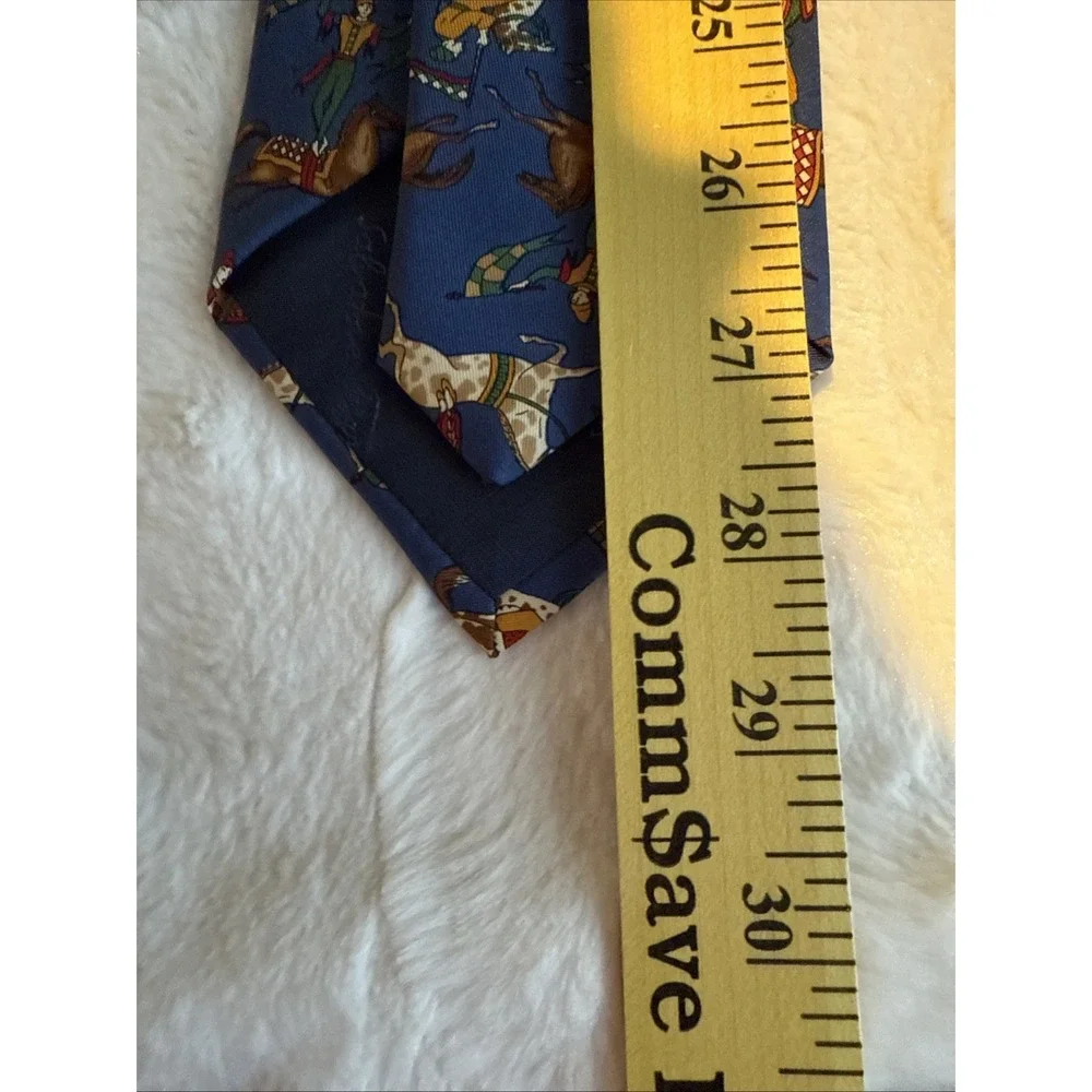 Salvatore Ferragamo Equestrian Acrobatics Print 100% Silk Tie Old Money